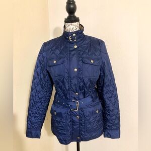 Banana Republic Blue Quilted Utility Jacket with Belt Size Small